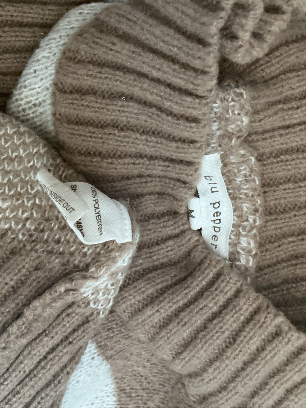 Blu Pepper Taupe & Ivory Buffalo-Check Mock Neck Sweater - Picture 10 of 10